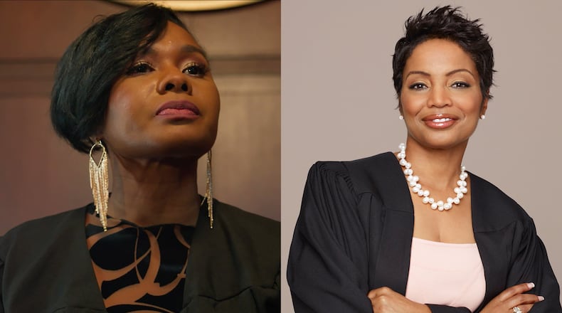 Chyna Lane plays a character similar to Lynn Toler (right) in the new ALLBLK series 'Judge Me Not." ALLBLK