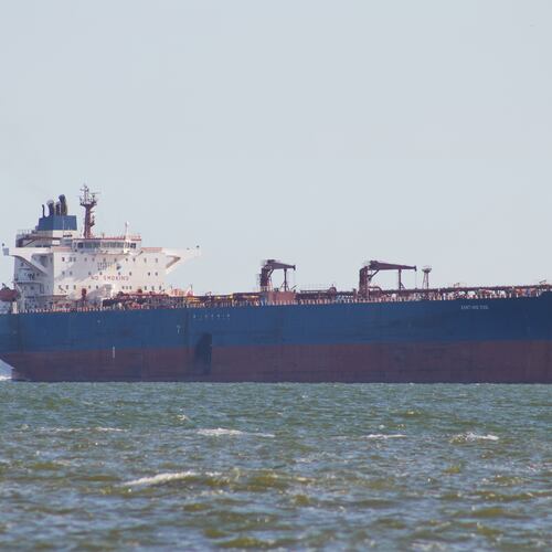 The oil tanker named Xanthos Eos steam on Lake Maracaibo, Venezuela, Wednesday, Jan. 7, 2026. (AP Photo/Edgar Frias)A