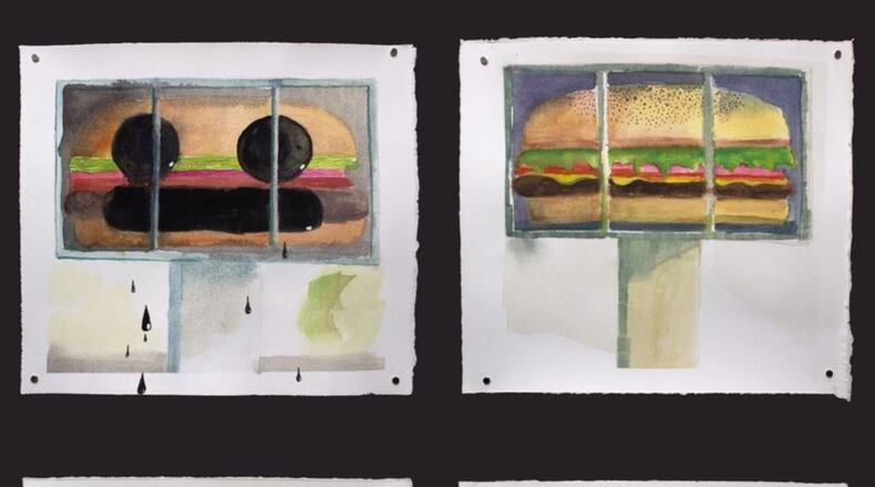 The first four pieces of Chris Moss' Drive Thru Art Box Project. (Courtesy of the artist)