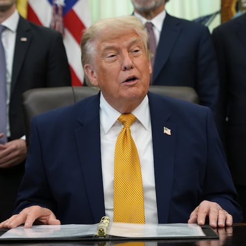 President Donald Trump speaks in the Oval Office of the White House during an executive order signing about quantum computing, Monday, June 22, 2026, in Washington. (AP Photo/Jacquelyn Martin)