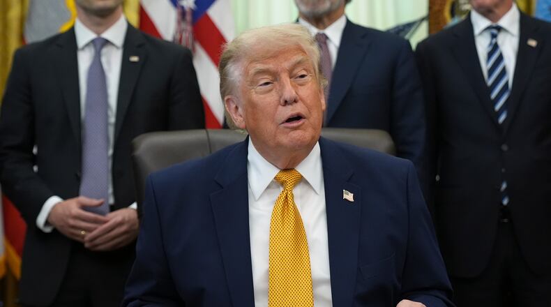 President Donald Trump speaks in the Oval Office of the White House during an executive order signing about quantum computing, Monday, June 22, 2026, in Washington. (AP Photo/Jacquelyn Martin)