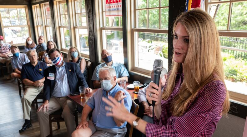 Woodstock-U.S. Senator Kelly Loeffler speaks to supporters at a campaign event at the Tuscany Italian restaurant in Woodstock on Wednesday, July 8, 2020. Ben Gray for the Atlanta Journal-Constitution