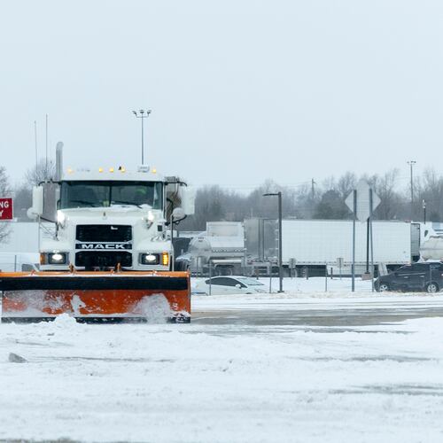 Oklahoma City street crews clear roadways of snow in Oklahoma City on Saturday, Jan. 24, 2026. (AP Photo/Alonzo Adams)