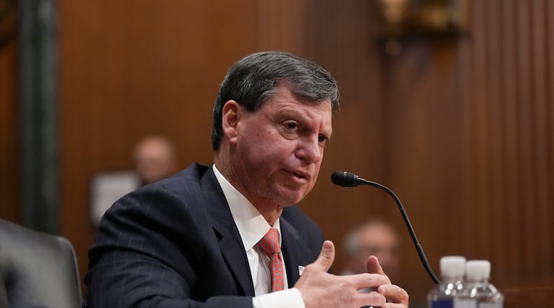 Frank Bisignano, President Donald Trump’s pick to oversee the Social Security Administration, testifies during his confirmation hearing before the Senate Finance Committee on Capitol Hill in Washington, on Tuesday, March 25, 2025. (Eric Lee/The New York Times)