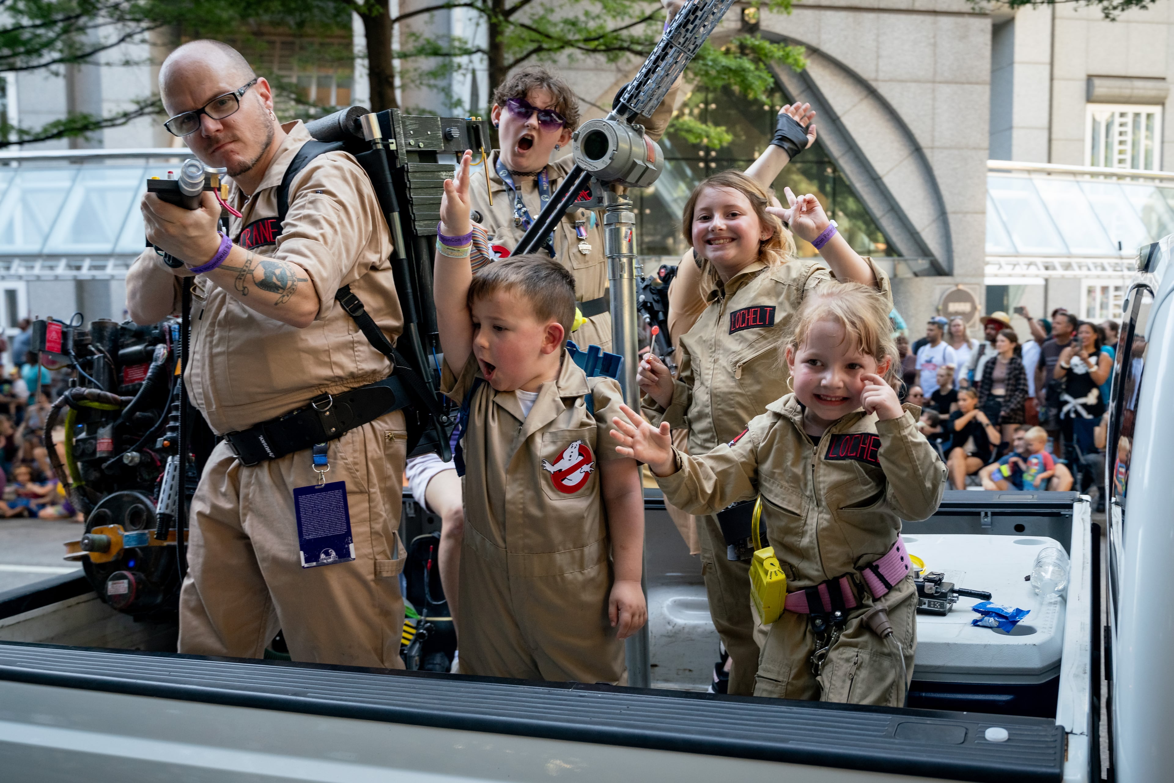 Thousands lined up along Peachtree Street on Saturday morning, August 31, 2024, for the annual Dragon Con parade in Atlanta. (Ben Hendren for The Atlanta Journal-Constitution)