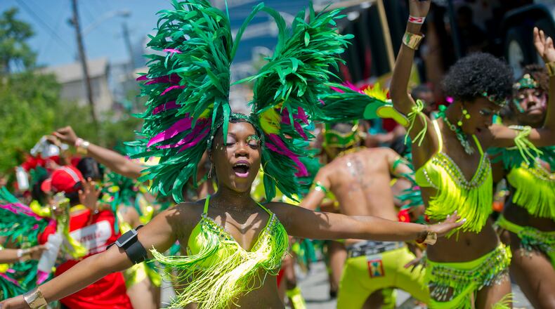 Kimberly Sandy dances during a past Caribbean carnival in Atlanta.