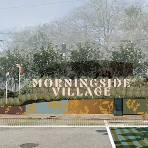 The owner of Morningside Village plans to spruce up the property, including new landscaping and murals as seen in this rendering. (Courtesy of Gentle Works)