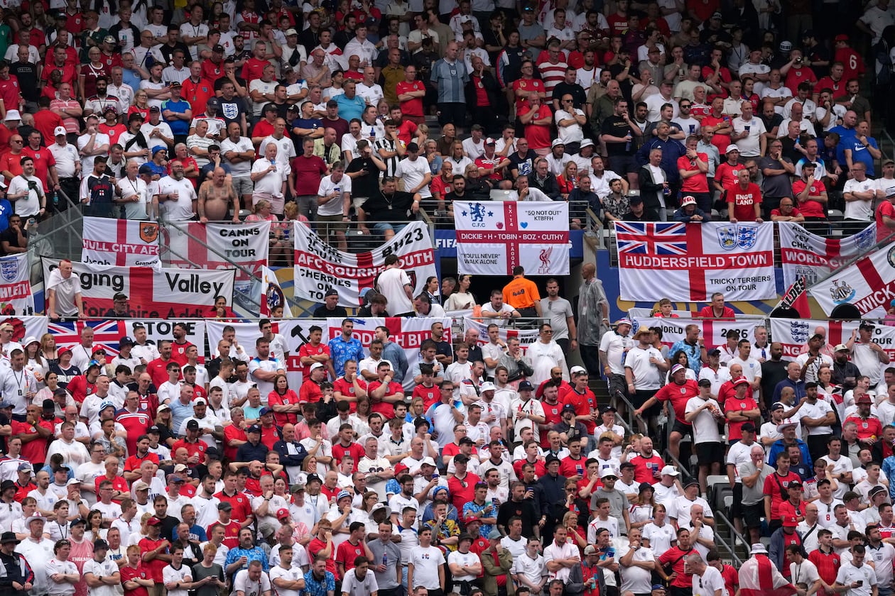 Fans look on during the World Cup Group L soccer match between Panama and England in East Rutherford, N.J., near New York, Saturday, June 27, 2026. (AP Photo/Seth Wenig)