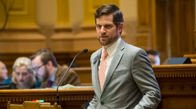 Georgia Sen. Brian Strickland, R-McDonough, sponsored House Bill 1010 in the Senate. The measure would double the time state workers can take paid parental leave from three to six weeks, which Strickland said was a step in the right direction. “Frankly, I don’t think this is enough,” he said. “I think we should do more.” (ALYSSA POINTER/ALYSSA.POINTER@AJC.COM)