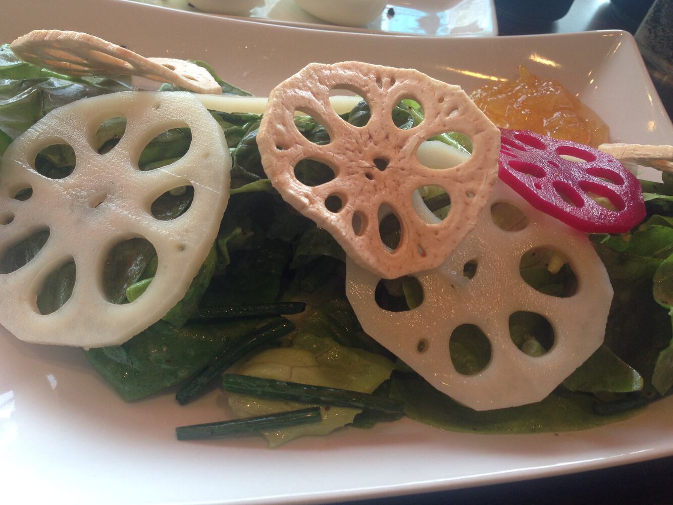 Lotus root salad with yuzu dressing