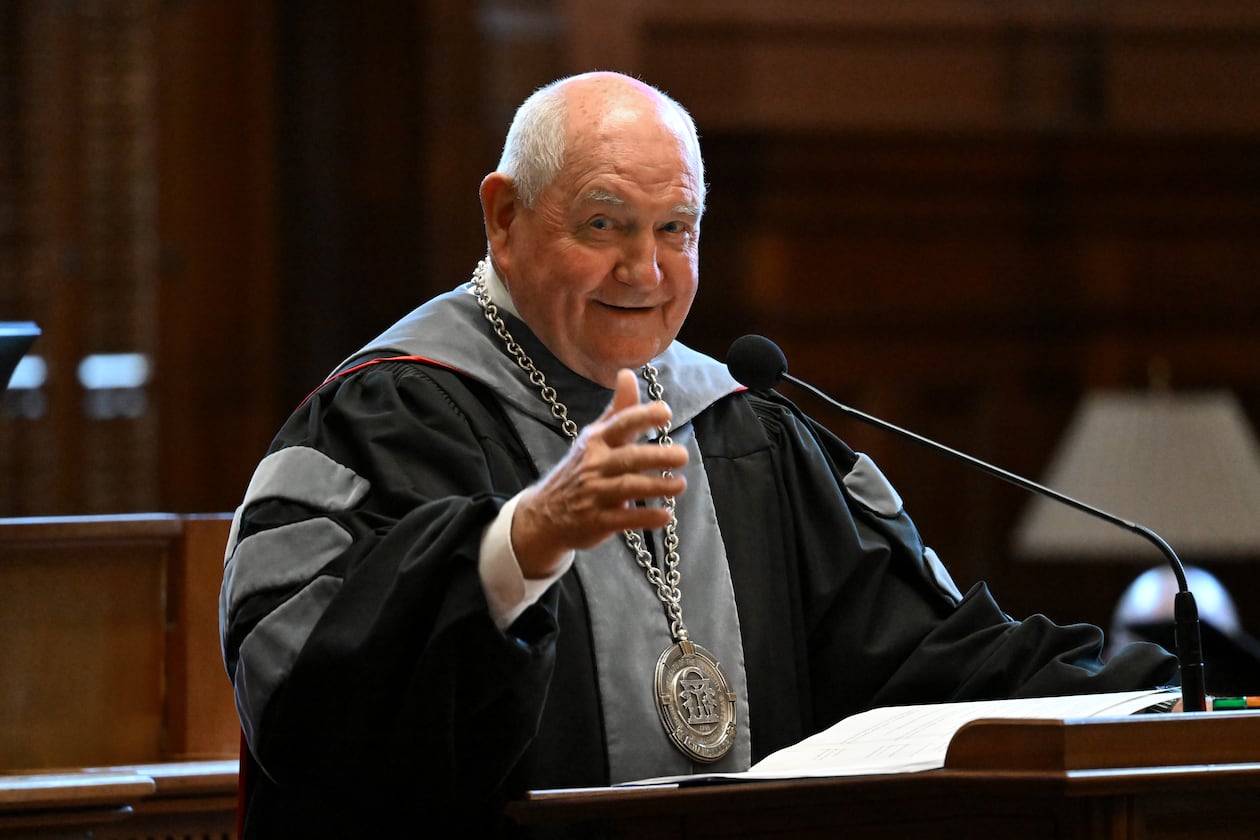 Sonny Perdue, the 14th chancellor of the University System of Georgia, speaks during his investiture ceremony at the Georgia State Capitol in Atlanta on Friday, Sept. 9, 2022. (Hyosub Shin/AJC)