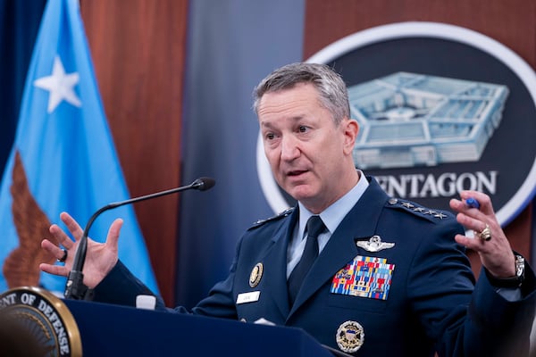 Joint Chiefs Chairman Gen. Dan Caine speaks during a news conference at the Pentagon, Thursday, June 26, 2025 in Washington. (AP Photo/Kevin Wolf)