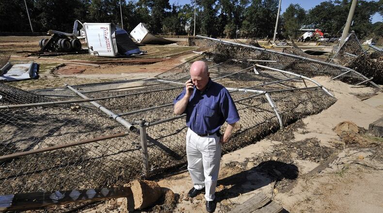 During his 30 years of continuous service, Austell Mayor Joe Jerkins faced many challenges when the 500-year flood struck Austell in September 2009. He will not seek re-election this year. AJC file photo