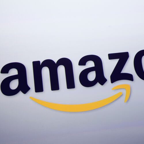 FILE - The Amazon logo is displayed at a news conference in New York on Sept. 28, 2011. (AP Photo/Mark Lennihan, File)