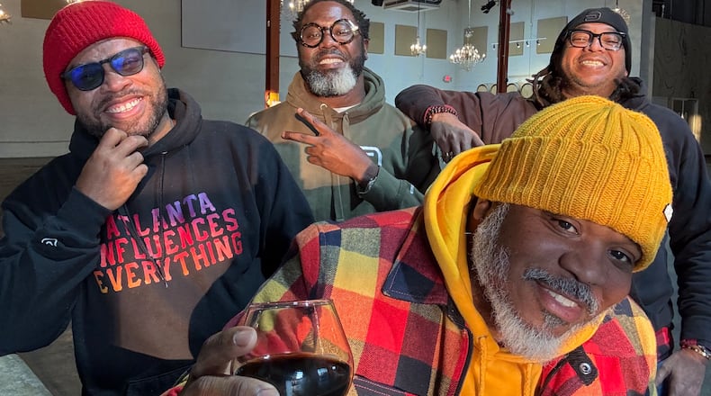 Branden Peters and Kevin Irvin of Draught Season (L to R in rear) pose with Bem Joiner and Tory Edwards of Atlanta Influences Everything.