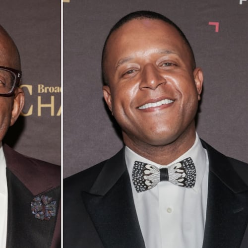 This combo image shows Al Roker, left, and Craig Melvin attending the 31st Broadcasting and Cable Hall of Fame Awards gala at the Ziegfeld Ballroom on May 3, 2023, in New York. (AP Photo/CJ Rivera, File)