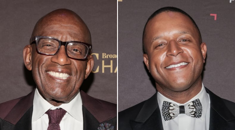 This combo image shows Al Roker, left, and Craig Melvin attending the 31st Broadcasting and Cable Hall of Fame Awards gala at the Ziegfeld Ballroom on May 3, 2023, in New York. (AP Photo/CJ Rivera, File)