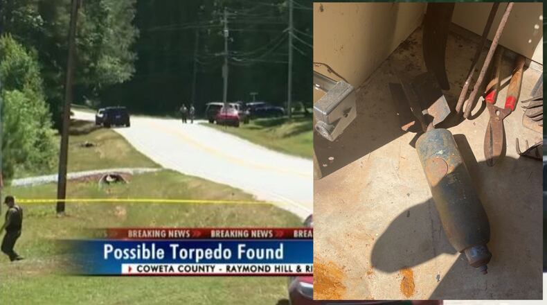 A torpedo was found in Coweta County on Thursday morning and has been taken to be destroyed.