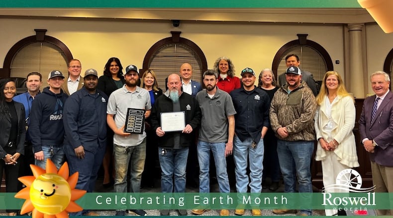 Roswell City Council members recently recognized the Roswell Water Utility Plant on winning the Platinum Award for "Water Distribution System Excellence” from the Georgia Section of the American Water Works Association and the Georgia Association of Water Professionals. (Courtesy City of Roswell)