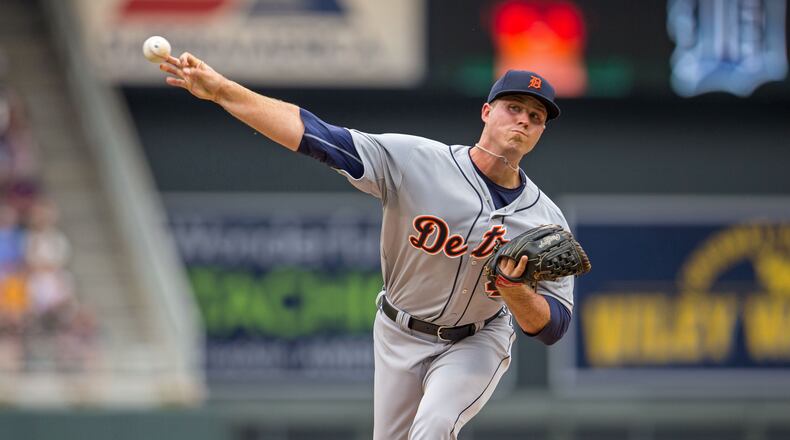 Former Georgia Tech pitcher Buck Farmer will take the mound for Detroit Thursday against Anaheim. (GETTY IMAGES)