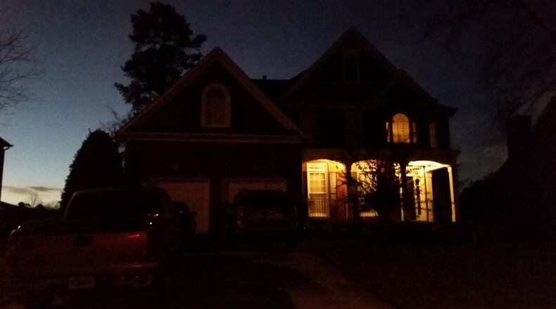 Two people were fatally shot Thursday night at this home in the Camden Pointe subdivision near Acworth. MIKE MORRIS/MMORRIS@AJC.COM.