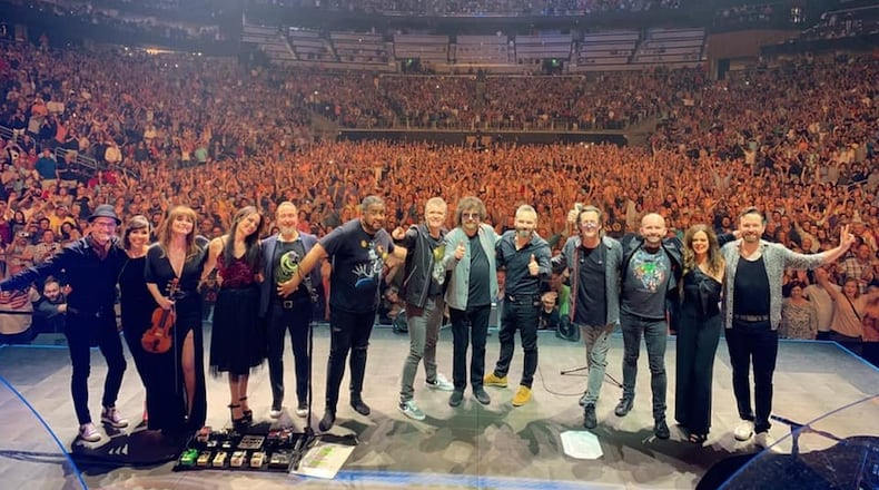 The members of Jeff Lynne’s ELO took a selfie with the Atlanta crowd as a backdrop during their sold-out concert at State Farm Arena on July 5, 2019. Average age of the band was less than that of the crowd. (photo credit: Jeff Lynne’s ELO website)