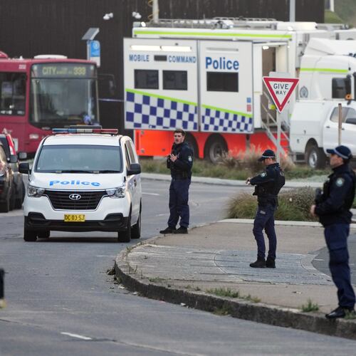 FILE - Police patrol in the early morning at Sydney's Bondi Beach, Dec. 15, 2025, following the previous day's shooting. (AP Photo/Mark Baker, File)