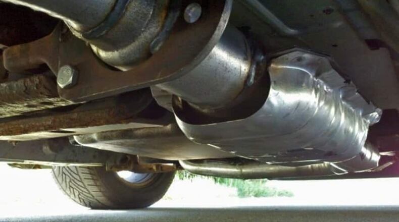 According to Duluth Police Department, catalytic converter thefts are on the rise. The auto equipment is easy for a thief to quickly remove with a wrench or saw. (Courtesy Angie’s List via member Daniel Z., of North Ridgeville, Ohio.)