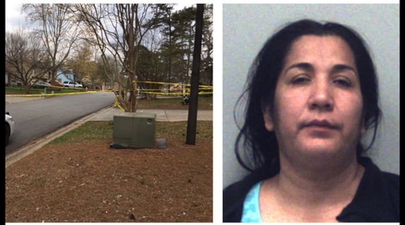 Gilma J. Ordonez-Guevara was granted $70,000 bond Friday on charges of vehicular homicide, obstruction of a law enforcement officer, hit-and-run and driving without a license. Ordonez-Guevara is shown here in a booking photo next to an image from the scene of the accident.