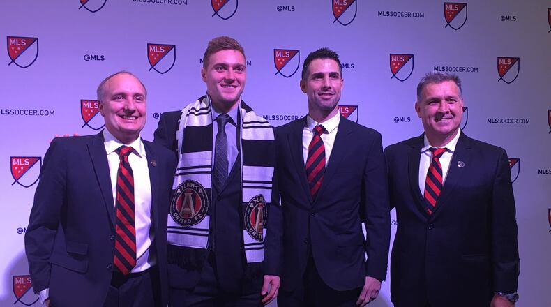 Atlanta United's Julian Gressel poses on MLS draft day