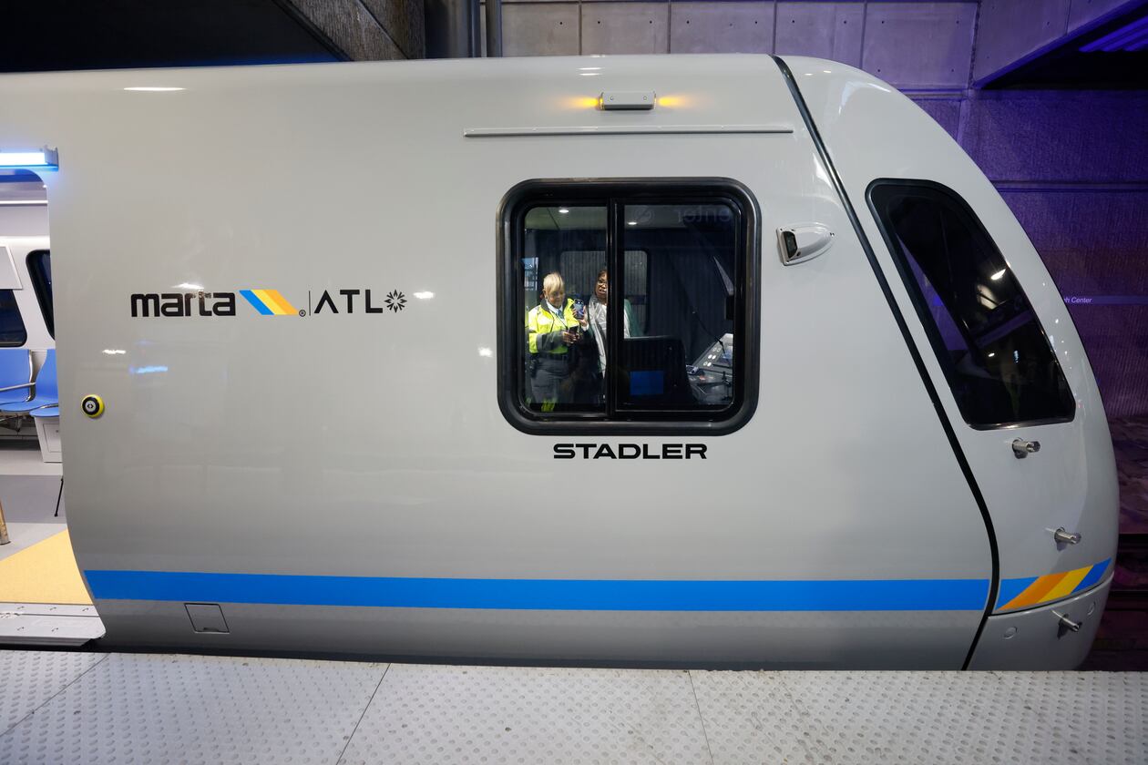 A MARTA operator is seen inside the control room of one of the new MARTA trains during the unveiling of these trains on Thursday, Jan. 30, 2025. (Miguel Martinez/AJC)