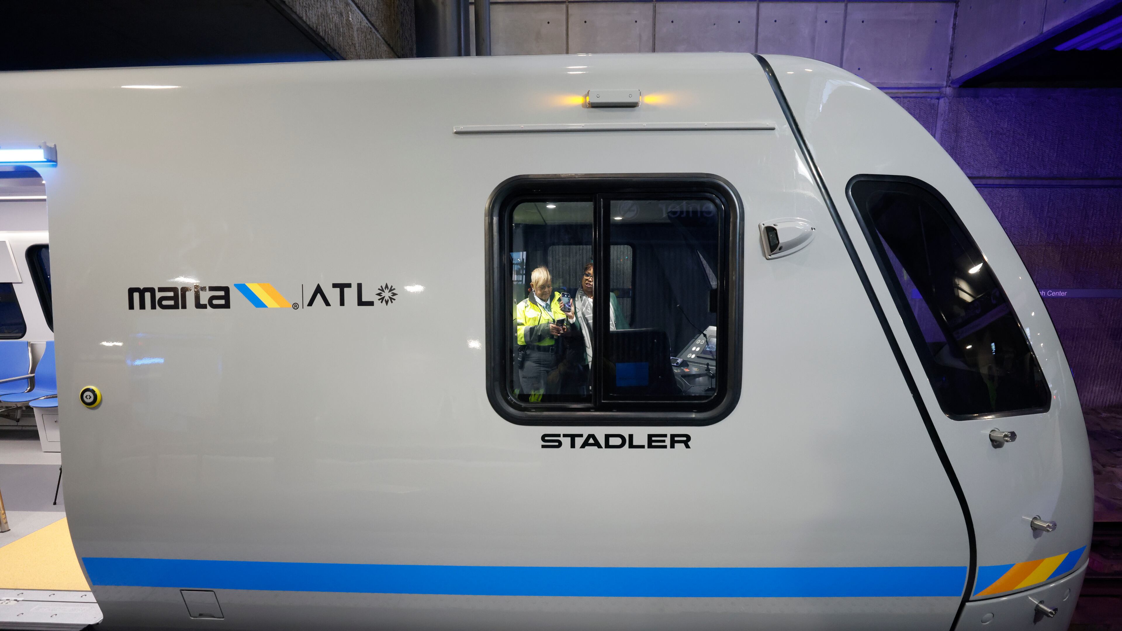 A MARTA operator is seen inside the control room of one of the new MARTA trains during the unveiling of these trains on Thursday, Jan. 30, 2025. (Miguel Martinez/AJC)
