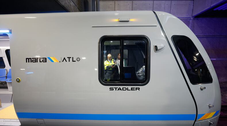 A MARTA operator is seen inside the control room of one of the new MARTA trains during the unveiling of these trains on Thursday, Jan. 30, 2025. (Miguel Martinez/AJC)