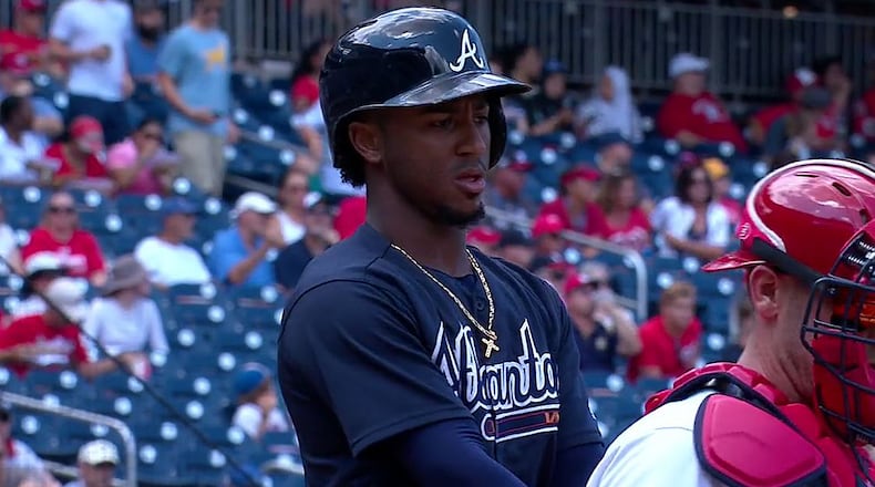 Braves infielder Ozzie Albies. (Screenshot via MLB Live)