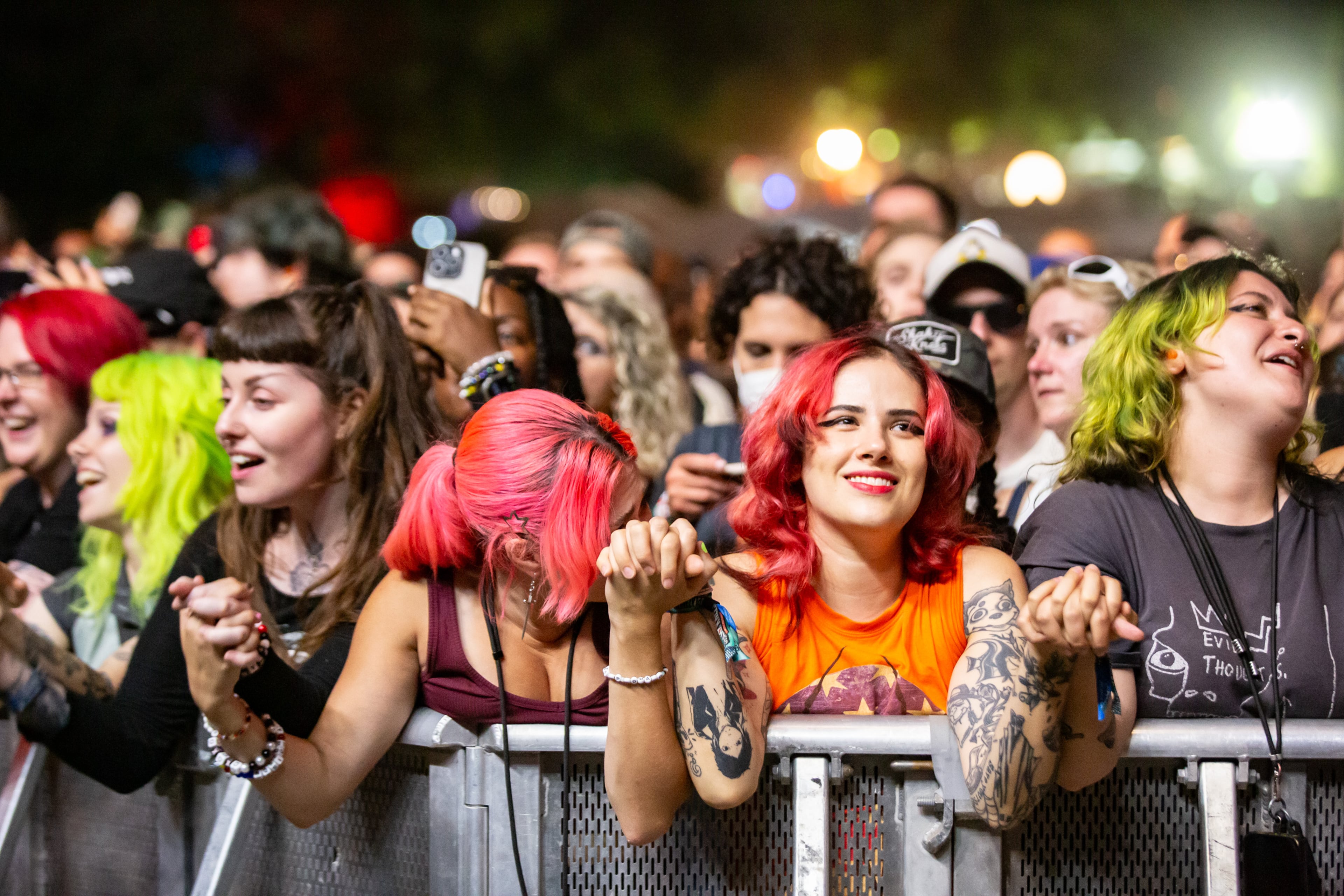 Fans enjoy My Chemical Romance at the Shaky Knees Music Festival on Saturday, Sept. 20, 2025, at Piedmont Park in Atlanta. (Ryan Fleisher for the AJC)