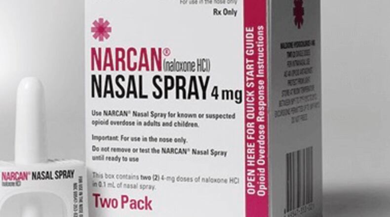 Naloxone, sold under the brand name Narcan, is available both as an injection and a nasal spray for emergency use. Courtesy Emergent BioSolutions Inc.