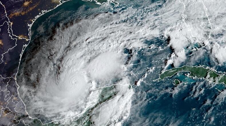A satellite image captured on Monday, Oct. 7 2024 shows Hurricane Milton in the Gulf of Mexico. The storm is expected to strike the Florida peninsula later this week as a major hurricane
