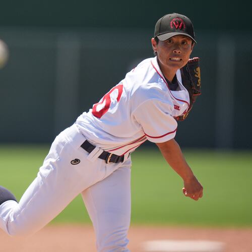 FILE - Ayami Sato pitches during a Women's Pro Baseball League exhibition game, Thursday, March 19, 2026, in Fort Myers, Fla. (AP Photo/Rebecca Blackwell, File)