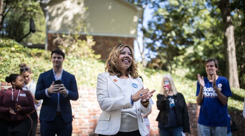 Then-Democratic candidate Lucy McBath speaks to campaign volunteers and supporters on Oct. 13, 2018, in Atlanta. Branden Camp/Special