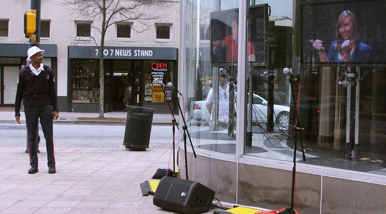 In March 2011, Flux Projects presented “I Go Humble …,”an interactive public-art installation by Stefani Byrd and Wes Eastin during which two women and two gay men catcalled straight men for nine hours in downtown Atlanta.
