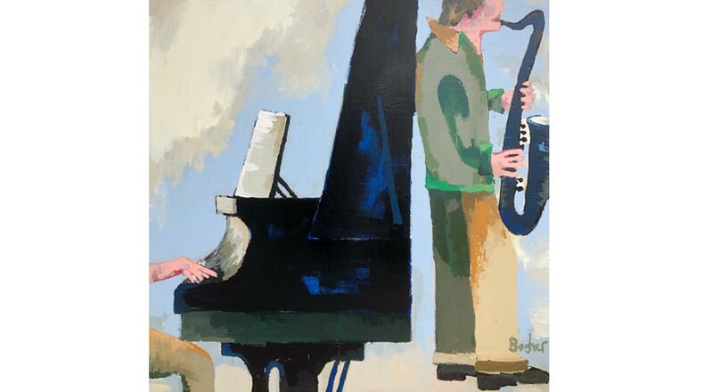 “Duet, 2019,” an acrylic on canvas, is one of the works of Gary Bodner featured at Sandy Springs City Springs Indoor Art, a rotating exhibit that opened in December at Sandy Springs City Hall. ANNE IRWIN FINE ART GALLERY