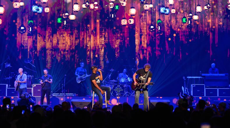 Hootie and the Blowfish, with Darius Rucker (center) and Mark Bryan (right), roll into Atlanta on the Summer Camp with Trucks Tour on Friday, Sept. 20. The South Carolina hitmakers will be joined at Ameris Bank Amphitheatre by Collective Soul and Edwin McCain.