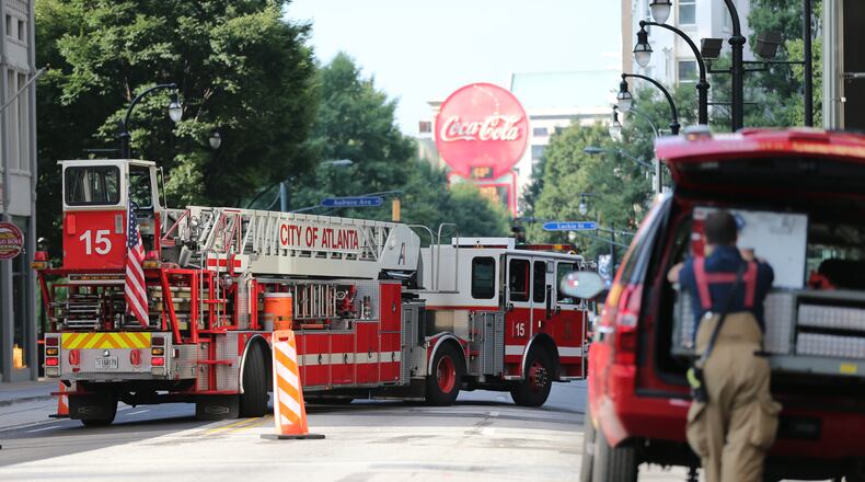 The Equitable Building on Peachtree Street in downtown Atlanta was evacuated Tuesday morning and surrounding streets closed while police investigated a suspicious package.