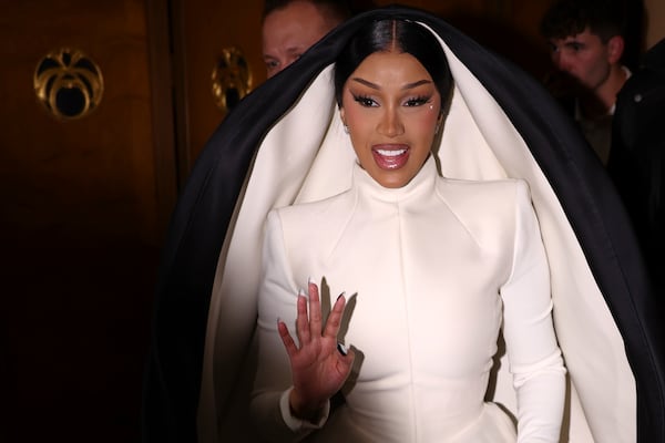 Cardi B attends the Stephane Rolland Fall-Winter 2025/26 Haute Couture collection presented Tuesday, July 8, 2025, in Paris. (AP Photo/Tom Nicholson)