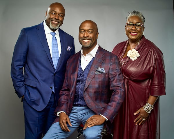 From left, Dr. George Crawford, Dr. Marcus Crawford and Christine Ruth Crawford donated $1 million to Morehouse College and $1 million to Spelman College in April. (Courtesy of Morehouse College)