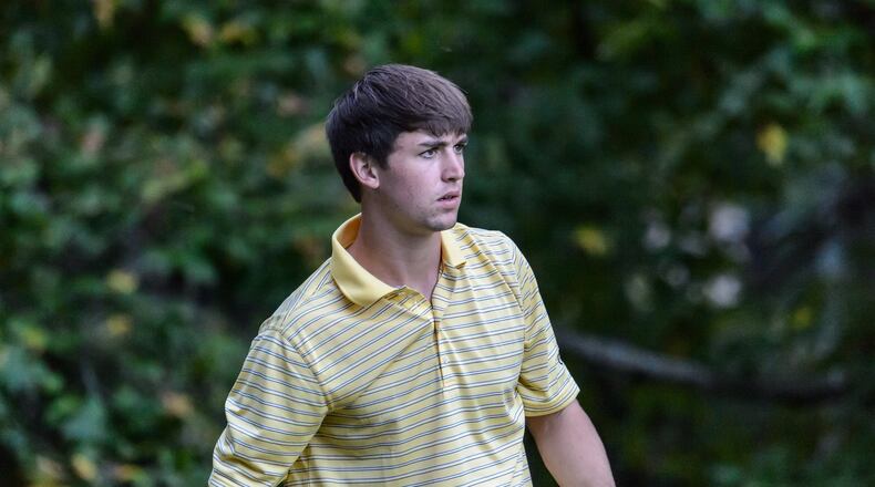 Georgia Tech golfer Ollie Schniederjans in action at the United States Collegiate Championship in October 2013. Schniederjans won the event with a 10-under 206, the second of his five victories this season. DANNY KARNIK/Georgia Tech athletics