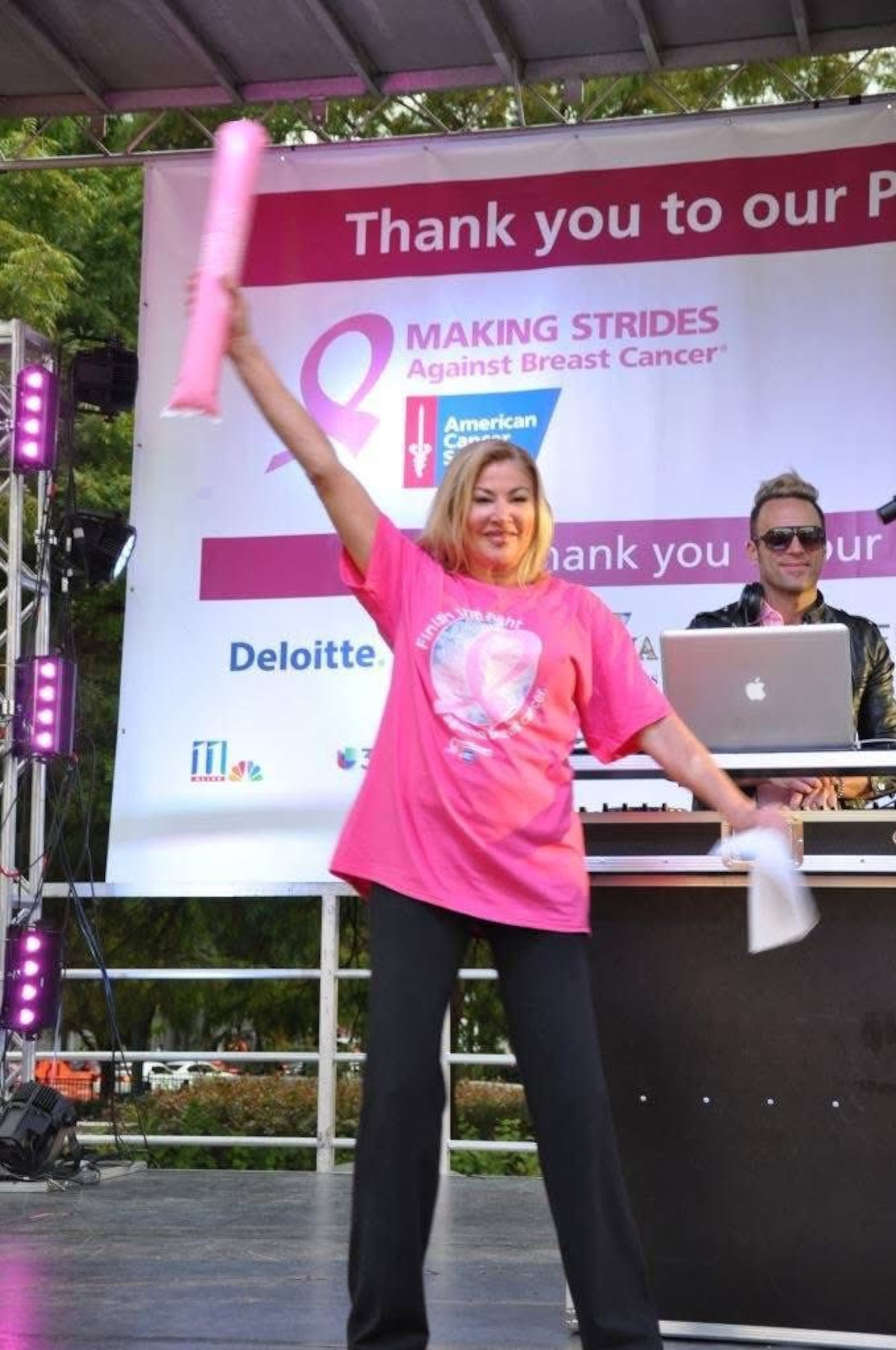 Valerie Hoff at a breast cancer awareness event after she recuperated from breast cancer in 2013. (Courtesy of Derrick DeCarlo)