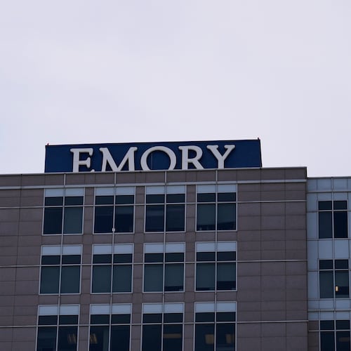 FILE - Emory University Hospital Midtown is seen May 15, 2025, in Atlanta. (AP Photo/Brynn Anderson, File)