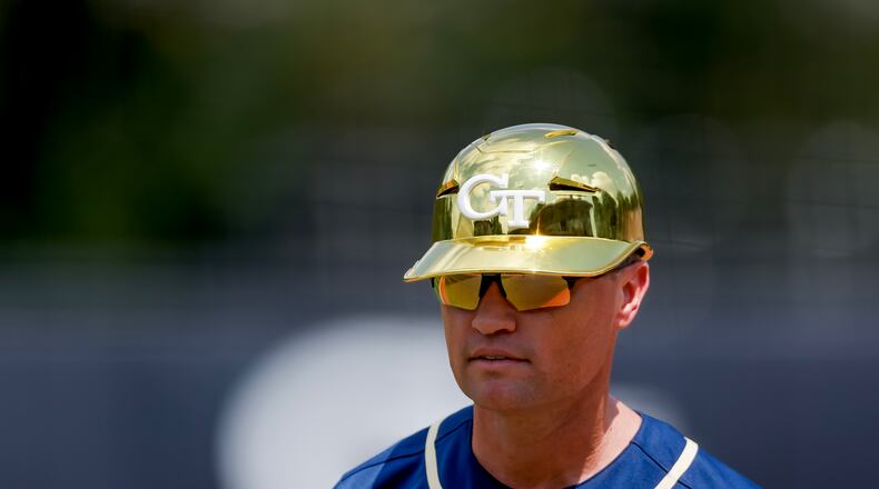 Georgia Tech coach James Ramsey — pictured during an Atlanta Regional game against Oklahoma on June 1 — led the Yellow Jackets to both the ACC regular-season and tournament titles in 2026. (Erik S. Lesser for the AJC)