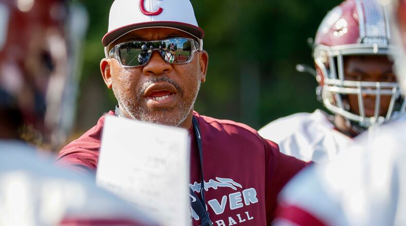Walking in with nothing, that was tough,” Carver High football coach Darren Myles said. “You don’t complain. You just work with what you have. Just had to figure out how to get it done.” (Miguel Martinez/AJC)